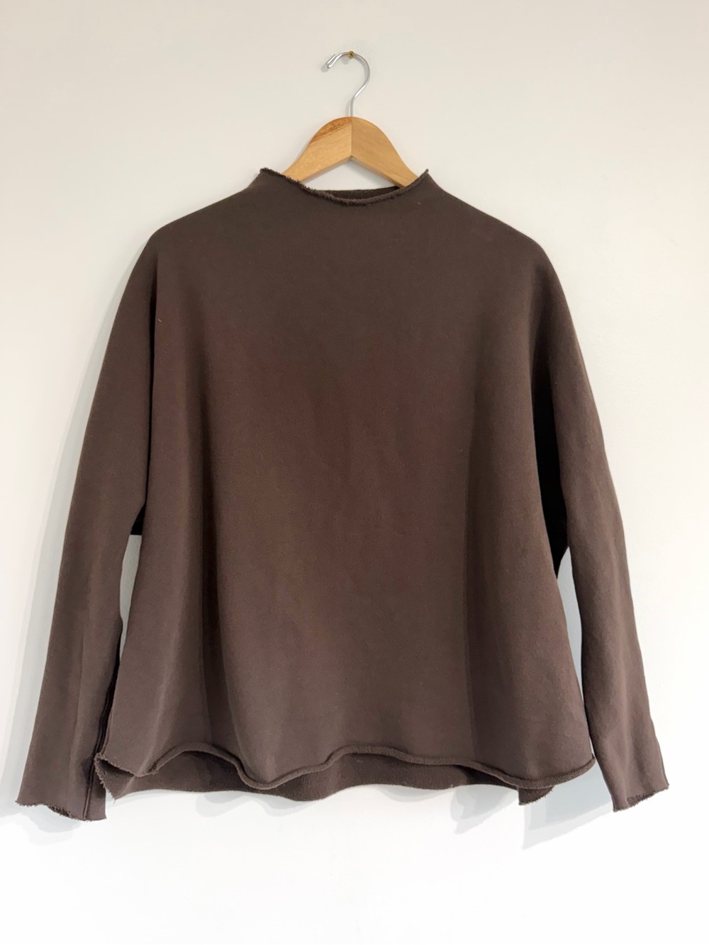Frank & Eileen The Lab Effie Funnel Neck Capelet Sweatshirt brown cotton
